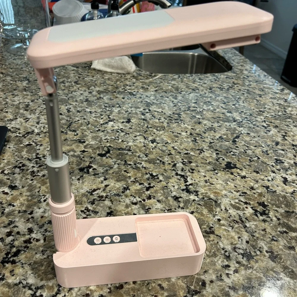 Pink Adjustable Desk Lamp cell phone holder